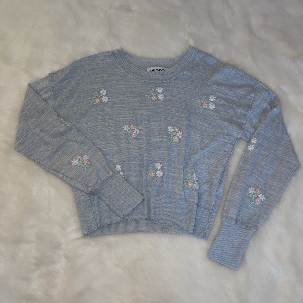 Wildfox light blue floral sweater